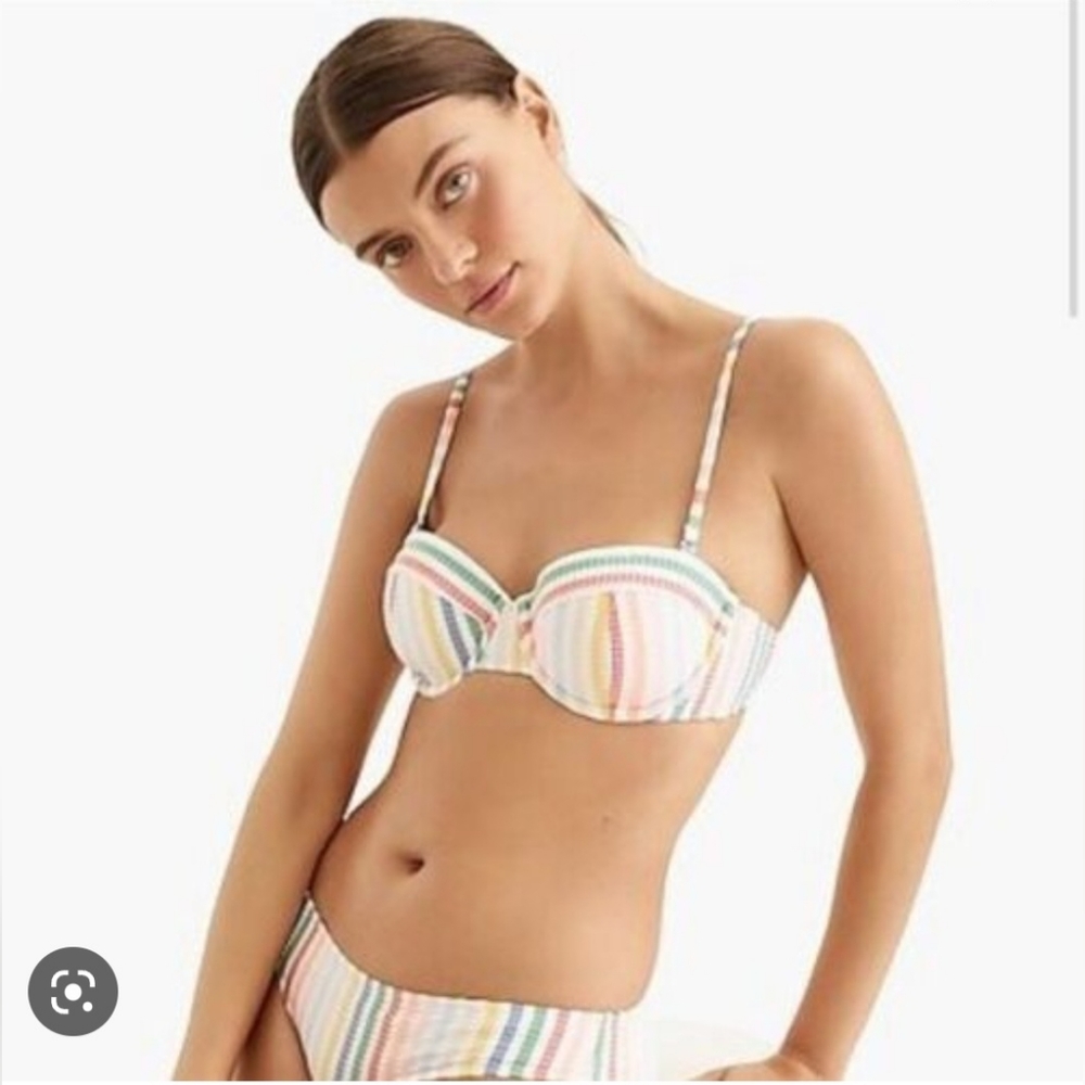 J. CREW rainbow seesucker balconette bikini top 34B and Small bottom SET